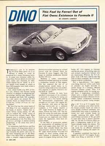 1967 FERRARI DINO V-6  ~  ORIGINAL TWO-PAGE ARTICLE / AD - Bild 1 von 1