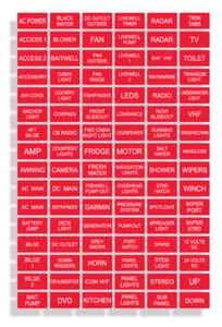 96 Red White Boat Marine Electricial Panel Switch Label Stickers Decal Pack Kit - Picture 1 of 1