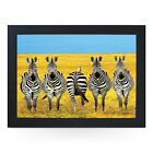 New Luxury Home Premium Framed Laptray Gift - Animals - Zebras In A Field