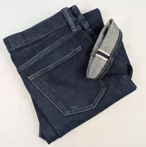 Uniqlo Stretch Selvedge Slim Straight Fit Jeans Mens 34/32 Dark Wash Denim - Picture 1 of 13