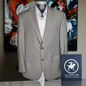 Hart Schaffner Marx Sport Coat Blazer Mens 40R Gray Olive Wool USA - Picture 1 of 13