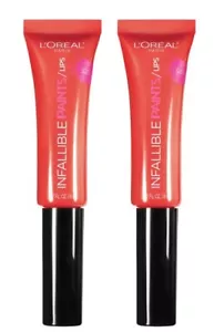 2 PACK L'Oreal Paris Infallible Paints Lip Color, 320 Cool Coral, 0.27 oz - Picture 1 of 3