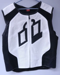 Nice USed Icon White Black Leather D30 Regulator Vest Size L - L Motorcycle USA - Bild 1 von 11