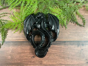 Natural Obsidian Quartz Crystal Stone Carved Dragons Carving US SELLER - Picture 1 of 1