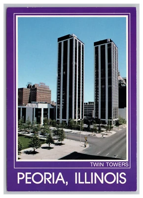 Postcard Peoria ILLINOIS Twin Towers Skyline Travel Souvenir 6x4 Unposted - Image 1 of 2