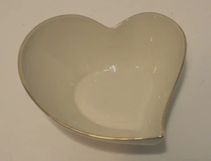 Plato cuenco Lenox porcelana oro blanco puro con borde en forma de corazón SIN RESERVA - Imagen 1 de 5