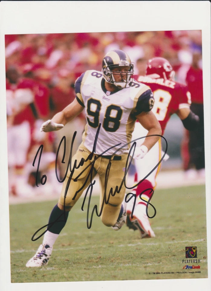 FOTO AUTOGRAFIADA PERSONALIZADA 8 X 10 GRANT WISTROM ST. LOUIS RAMS  Foto 1 de 1
