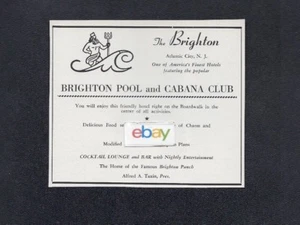BRIGHTON HOTEL & POOL CABANA CLUB ATLANTIC CITY AUF DER PROMENADE 1956 ANZEIGE - Bild 1 von 1