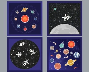 Lewis & Irene - 'Space Glow' Glow in the Dark 1 yard Cushion Panel - Picture 1 of 1