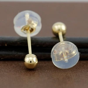 Pendientes de tachuelas de bola de oro amarillo de 18 quilates genuino 3 mm - 1 par - Imagen 1 de 3