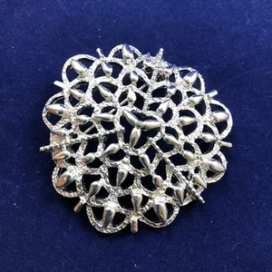 Broche Flor Emmons Vintage Años 70 Modernista Tono Plateado Firmado A26 - Imagen 1 de 4