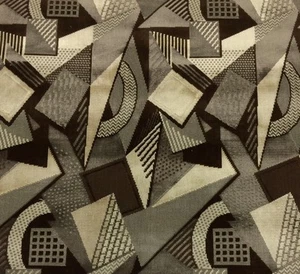 LARSEN TOSHIBI TAUPE BEIGE GEOMETRIC VELVET UPHOLSTERY FABRIC REM 20"LONG X 51"W - Picture 1 of 5