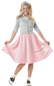 1950's Poodle Skirt Soft Fleece Elastic Waist Full Circle Costume Skirt - Picture 1 of 4