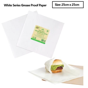 Grease proof Paper White Food Sandwich Wrap Pastry Packaging Party 25x25cm Bulk - Picture 1 of 2