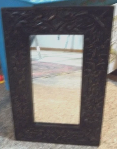 VTG Black Forest Mirror 18 X 12 X 1" HAND CARVED Cover