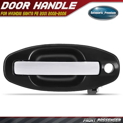 Front Passenger Chrome & Black Exterior Door Handle for Hyundai Santa Fe 01-06 - Image 1 of 4