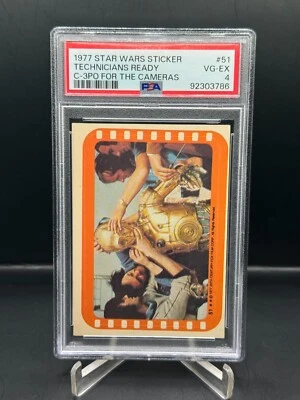 1977 Topps Star Wars Stickers Technicians Ready C-3PO for the Cameras #51 PSA 4 - Image 1 of 2
