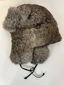 frr Canada Rabbit Fur Winter Hat Men Size XL Trapper Aviator Nylon Full Fur - Picture 1 of 7