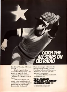 VINTAGE 1981 BASEBALL ALLLL STAR GAME CBS RADIO RETE STAMPA ANNUNCIO - Foto 1 di 1
