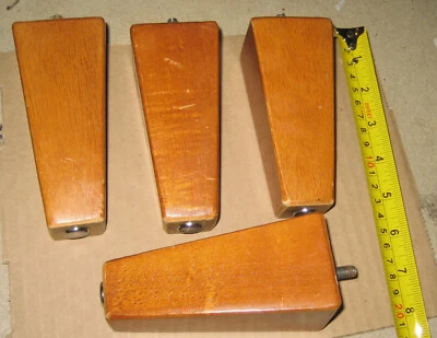 5" Walnut Finish Wood Pyramid Legs Sofa Chair Loveseat set of 4 - Image 1 of 2