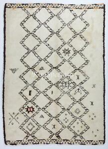 Contemporary Moroccan Berber Tulu Rug made of Natural Beige and Dark Brown Wool