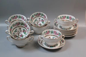 Royal Grafton Indian Tree Set of 8 double handled soup bowls and saucers - Picture 1 of 9