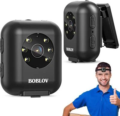BOBLOV Mini 64GB Body Worn Camera 12M Photo 1080P Video Head Wearable Camera - Image 1 of 4