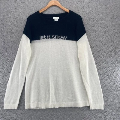 Suéter Sundance Mujer Mediano Blanco Negro Let It Snow Mezcla Mohair Tejido Vacaciones Foto 1 de 4