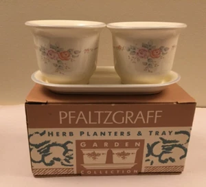 Pfaltzgraff Trousseau 3 Pc Herb Planters & Tray Garden Collection Vintage 1990's - Picture 1 of 10