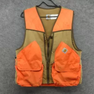 VTG Carhartt Vest Mens Large Brown Orange VU250 Hunting Game Bag Distressed 90s - Picture 1 of 24