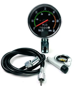 Tachometer 80 mm analog 28 Zoll Fahrrad im Retro Look km/h rpm Tacho Computer  - Bild 1 von 14