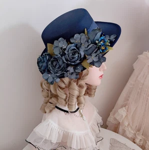 Victorian Hat with Florals for womens Classic Lolita Girls Top Hat for Party - Picture 1 of 6