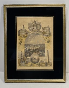 Vintage Framed and Matted "Boston Scenes" Landmarks 15x12 by Sue Page Studio - Picture 1 of 13