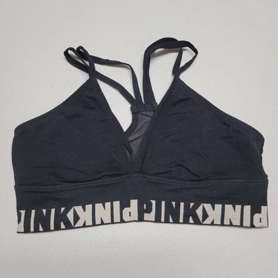 PINK Victoria's Secret Black Strappy Sports Bra Lounge Comfort Size L - Image 1 of 4