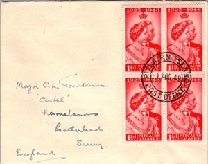 1949 British Pitcairn Island Royal Wedding Stamps Cover to Surrey England - Picture 1 of 2