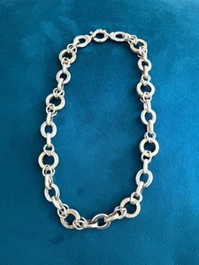 Collar de cadena de eslabones Rolo ovalados y redondos de plata de ley italiano vintage de 18" - Imagen 1 de 5