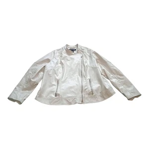 Lane Bryant Faux Leather Moto Jacket Cream Color Plus Size 22/24 - Picture 1 of 14
