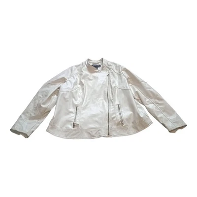Lane Bryant Faux Leather Moto Jacket Cream Color Plus Size 22/24 - Image 1 of 4