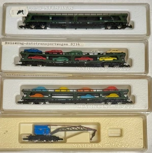 Märklin mini-club 3 vagones de transporte de coches 1 vagón grúa muy bien conservado en embalaje original - Imagen 1 de 1