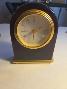 Rosewood & Brass Table /Mantel Quartz Clock*Small 5"x4" Tested and Working! - Picture 1 of 7