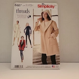 Simplicity Pattern 8467 Threads Coat/Jacket, Lined/Unlined Sz 16-24 Uncut - Picture 1 of 2
