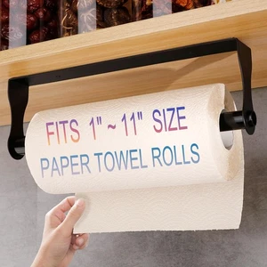 GOWODOOO Schwarz Papier Handtuch Halter Wandhalterung, Unter Schrank Selbstklebend Papier... - Bild 1 von 7