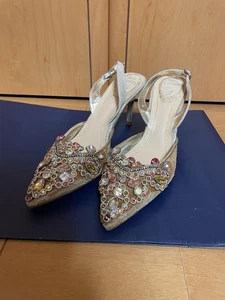 Rene Caovilla Sequin Jewel Mule Sandals US9 3.3" Heel Elegant Design Used - Picture 1 of 10