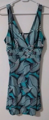 Vestido de cóctel púrpura lluvia para mujer verde con gráficos ondulados talla M Foto 1 de 4