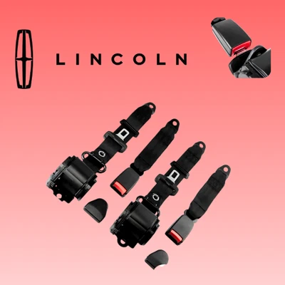 Paquete de 2 cinturones de seguridad traseros ajustables universales de 3 puntos retráctiles para todos Lincoln Foto 1 de 4