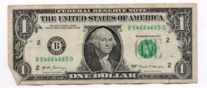 Trinary $1 Bill 4 Of A Kind & 2 Pair 6s 54664665 Fancy Serial Number - Picture 1 of 2
