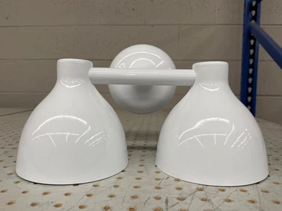 NEW West Elm Modern CONTOUR Double White Gloss Wall Sconces Modern Mid Century - Image 1 of 4