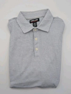 Kirkland Golf Polo Shirt Mens Size M Blue Striped Short Sleeve - Image 1 of 4