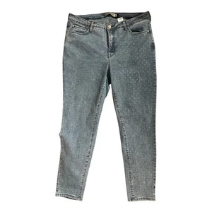 Rebecca Minkoff Designer Rhinestone Crystals, Blue  Jeans Size 16 Strechy - Picture 1 of 12