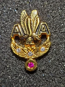 American Airlines AA 35 Year Service Award Pin 3 Diamond 1 Ruby Gems Tie Tack - Picture 1 of 3